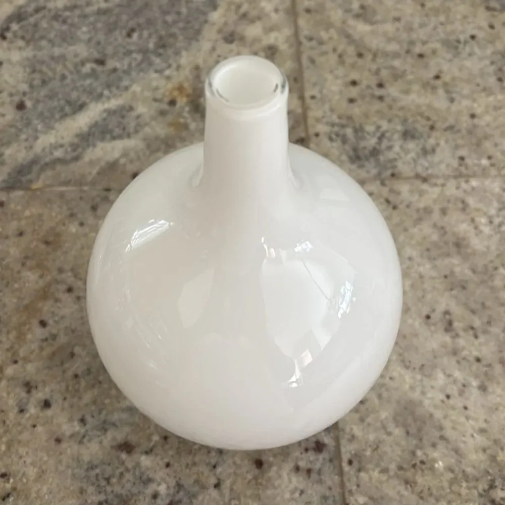 IKEA White Salong Vase Hand Blown Glass Swedish Modern